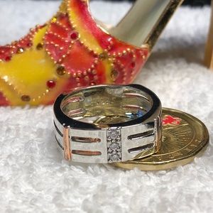 🖤💍Mens ring with diamond large -two tone-split band